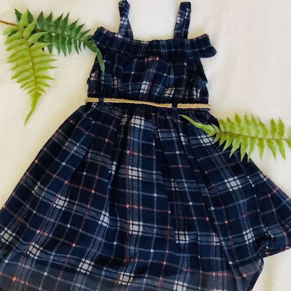 Patterned Navy Blue Dress